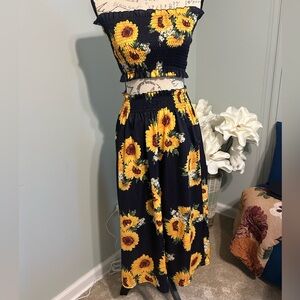 Sunflower tube top and skirt Outfit